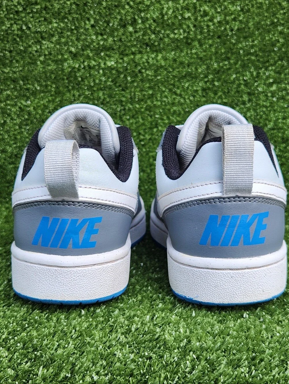 Nike Court Borough Low Big Girls Kids Gray/White Leather Size 5 Youth Sneakers